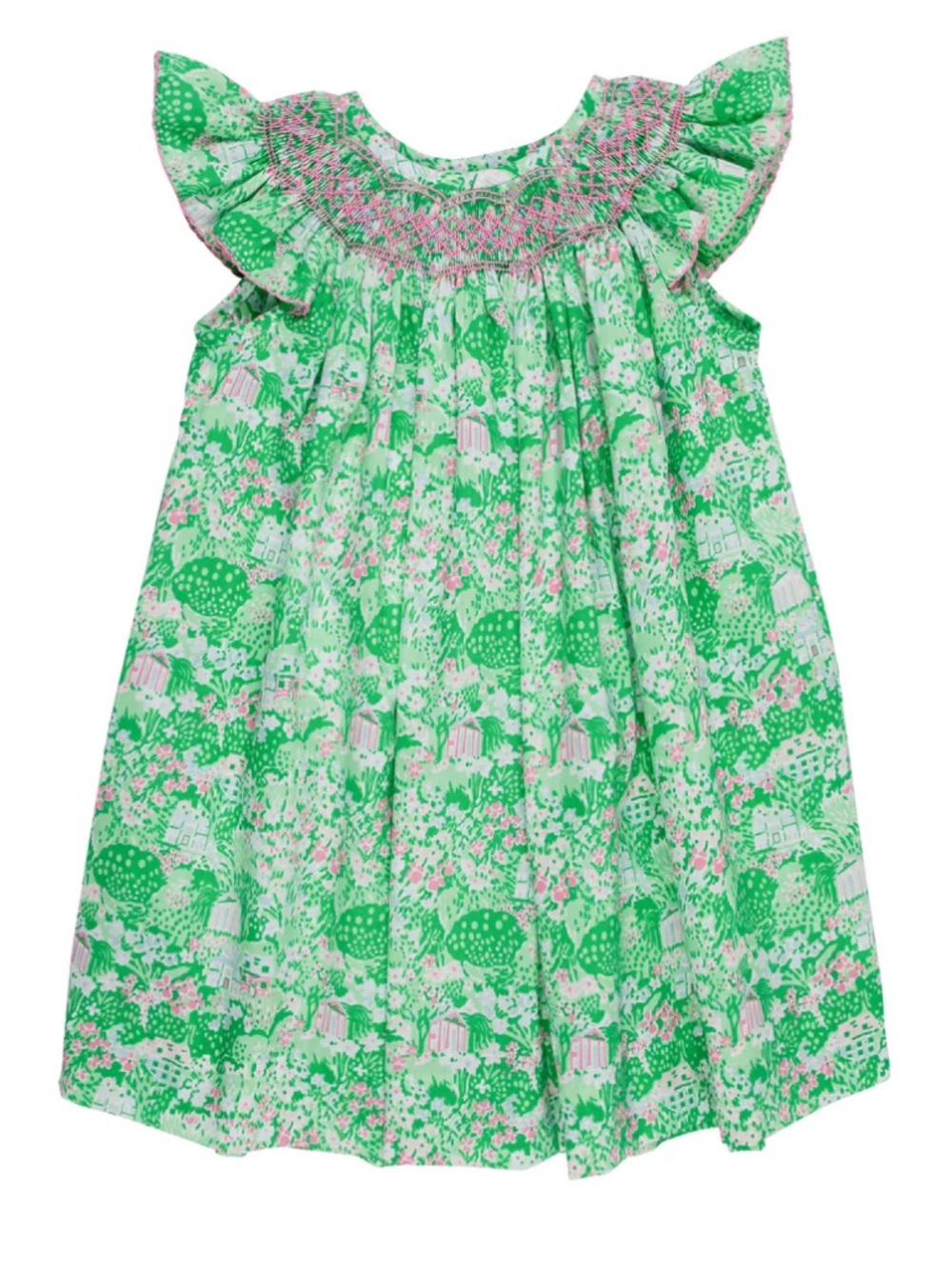 Sandy Angel Smocked Dress Belmont Blooms 2T Beaufort Bonnet TBBC Green Pink
